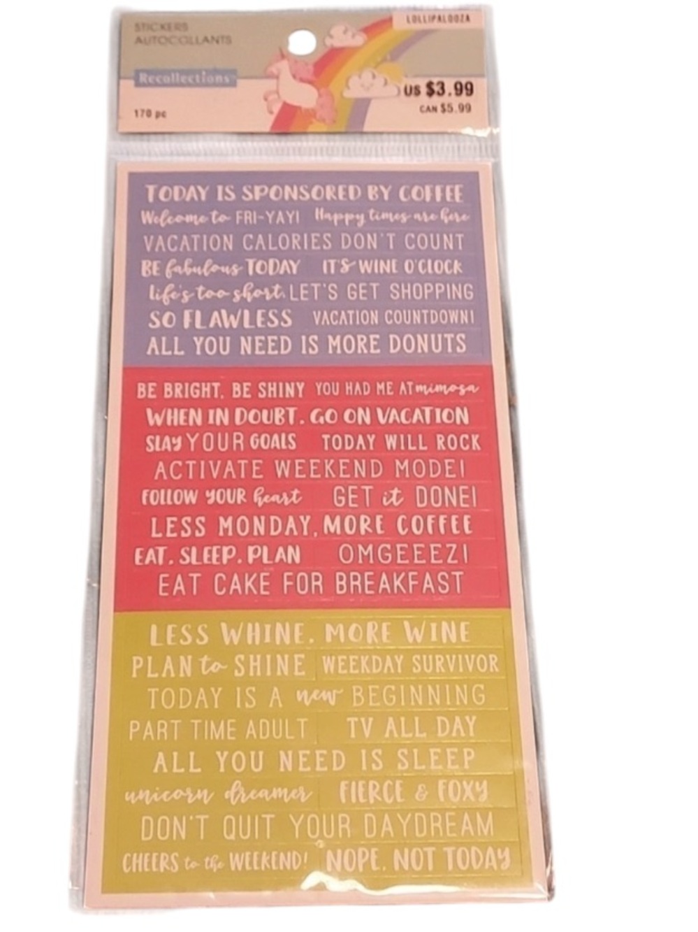 RECOLLECTIONS lollipalooza stickers autocollants 170pc